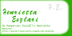 henrietta eszlari business card